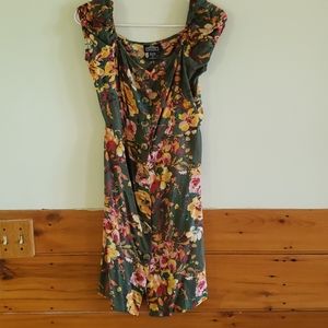 Button front floral dress